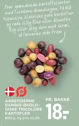 MENY AARSTIDERNE DANSKE ØKOLOGISKE TRICOLORE KARTOFLER tilbud