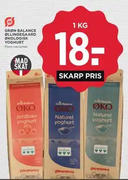 MENY GRØN BALANCE ØLLINGEGAARD ØKOLOGISK YOGHURT tilbud