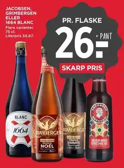 MENY JACOBSEN, GRIMBERGEN ELLER 1664 BLANC tilbud