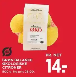 MENY GRØN BALANCE ØKOLOGISKE CITRONER tilbud