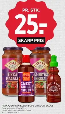 MENY PATAK, GO-TAN ELLER BLUE DRAGON SAUCE tilbud