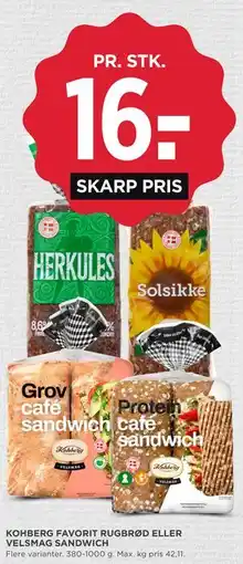 MENY KOHBERG FAVORIT RUGBRØD ELLER VELSMAG SANDWICH tilbud