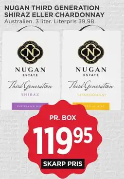 MENY NUGAN THIRD GENERATION SHIRAZ ELLER CHARDONNAY tilbud
