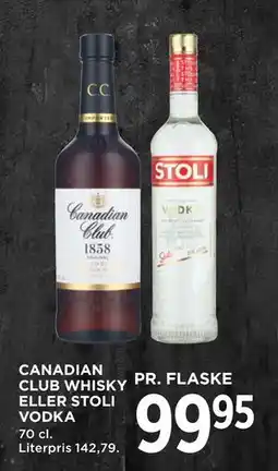 MENY CANADIAN CLUB WHISKY ELLER STOLI VODKA tilbud
