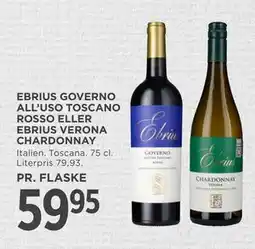 MENY EBRIUS GOVERNO ALL’USO TOSCANO ROSSO ELLER EBRIUS VERONA CHARDONNAY tilbud