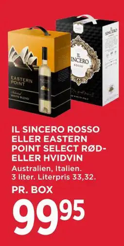 MENY IL SINCERO ROSSO ELLER EASTERN POINT SELECT RØD- ELLER HVIDVIN tilbud