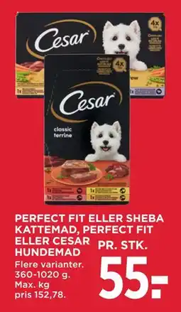 MENY PERFECT FIT ELLER SHEBA KATTEMAD, PERFECT FIT ELLER CESAR HUNDEMAD tilbud
