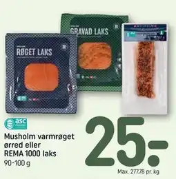 REMA 1000 Musholm varmrøget ørred eller REMA 1000 laks tilbud