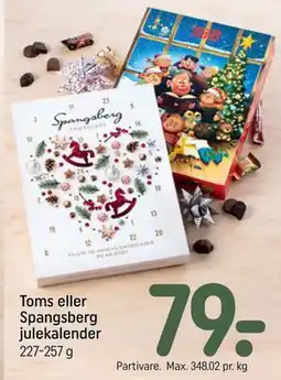 REMA 1000 Toms eller Spangsberg julekalender tilbud