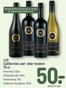REMA 1000 LZC Californisk rød- eller hvidvin 75 cl tilbud