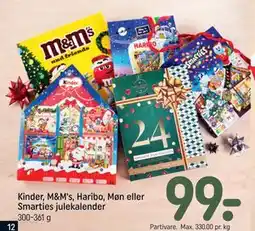 REMA 1000 Kinder, M&M's, Haribo, Møn eller Smarties julekalender tilbud