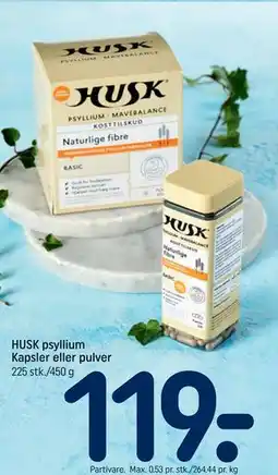 REMA 1000 HUSK psyllium Kapsler eller pulver tilbud