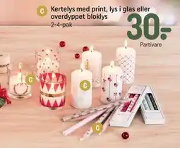 REMA 1000 Kertelys med print, lys i glas eller overdyppet bloklys tilbud