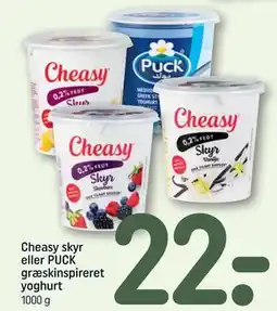 REMA 1000 Cheasy skyr eller PUCK græskinspireret yoghurt tilbud