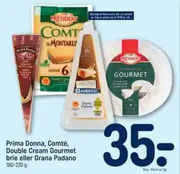 REMA 1000 Prima Donna, Comté, Double Cream Gourmet brie eller Grana Padano tilbud