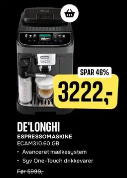Skousen DE'LONGHI ESPRESSOMASKINE ECAM310.60.GB tilbud