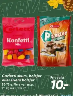Bilka Carletti skum, bolsjer eller evers bolsjer tilbud