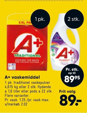 Bilka A+ vaskemiddel tilbud