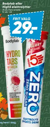Bilka Bodylab eller High5 elektrolytter tilbud