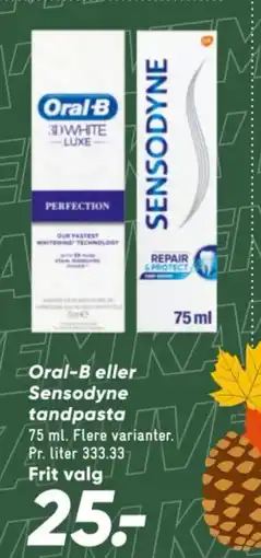 Bilka Oral-B eller Sensodyne tandpasta tilbud