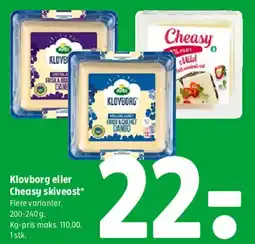Coop 365 Klovborg eller Cheasy skiveost tilbud