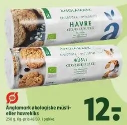 Coop 365 Änglamark økologiske müsli- eller havrekiks tilbud