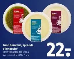Coop 365 Irma hummus, spreads eller pesto tilbud