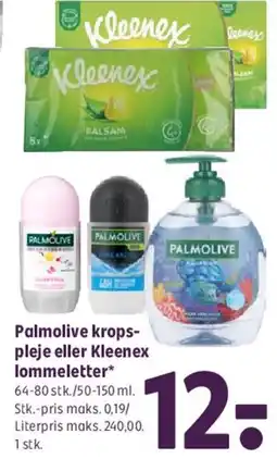 Coop 365 Palmolive kropspleje eller Kleenex lommetørklæder tilbud