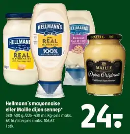 Coop 365 Hellmann's mayonnaise eller Maille dijon sennep tilbud