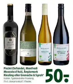 Coop 365 Piccini Zinfandel / Manfredi Moscato d'Asti / Ånglamark tilbud