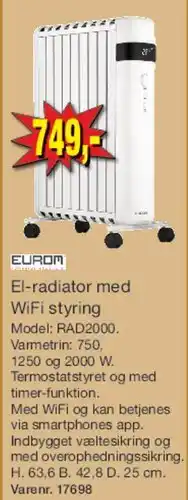 Harald Nyborg El-radiator med WiFi styring tilbud