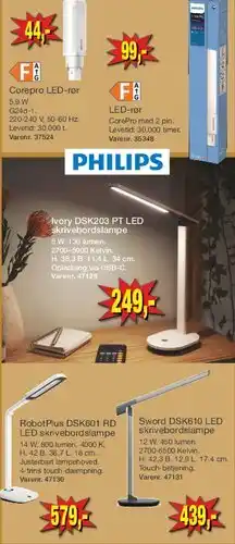 Harald Nyborg Philips Ivory DSK203 PT LED skrivebordslampe tilbud