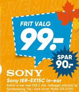Bilka Sony sony ier-ex15c in-ear tilbud