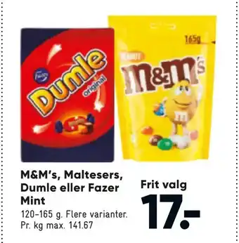 Bilka M&M's, Maltesers, Dumle eller Fazer Mint tilbud