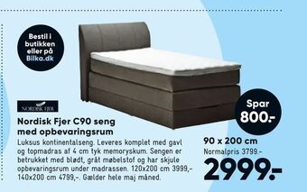 Bilka Nordisk Fjer C90 seng med opbevaringsrum tilbud