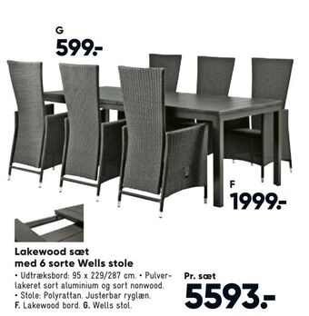 Bilka Lakewood sæt med 6 sorte Wells stole tilbud