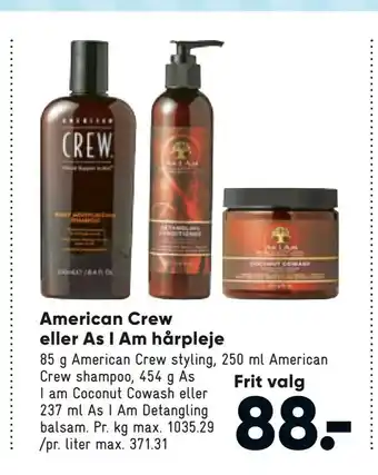 Bilka American Crew eller As I Am hårpleje tilbud