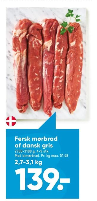 Bilka Fersk mørbrad af dansk gris tilbud