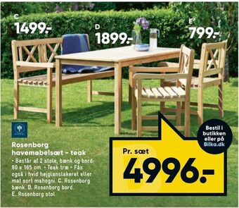 Bilka Rosenborg havemøbelsæt - teak tilbud