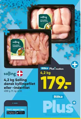 Bilka 4,2 kg Salling dansk kyllingefilet eller -inderfilet tilbud
