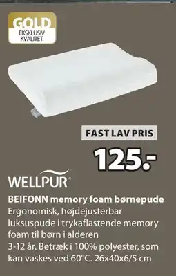 JYSK BEIFONN memory foam børnepude tilbud