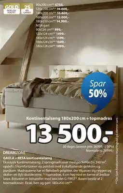 JYSK GAULA + RESA kontinentalseng tilbud