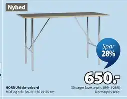 JYSK HORNUM skrivebord tilbud