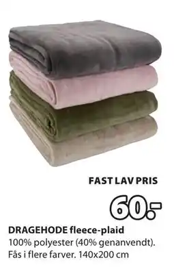 JYSK DRAGEHODE fleece-plaid tilbud
