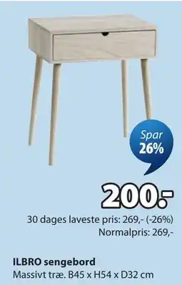 JYSK ILBRO sengebord tilbud