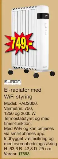 Harald Nyborg El-radiator med WiFi styring tilbud