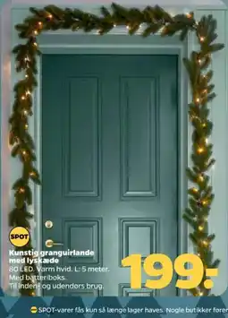 Netto Spot kunstig granguirlande med lyskæde tilbud