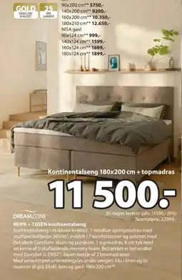 JYSK Dreamzone Reipa + Tosen kontinentalseng tilbud