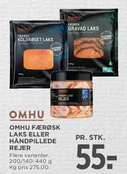 MENY OMHU færøsk laks / håndpillede rejer tilbud