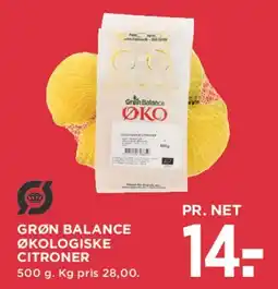 MENY Grøn Balance økologiske citroner tilbud